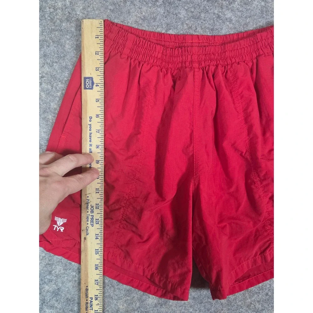 TYR Mens Swim Trunks Red Nylon Mesh Lined Athletic Shorts Small